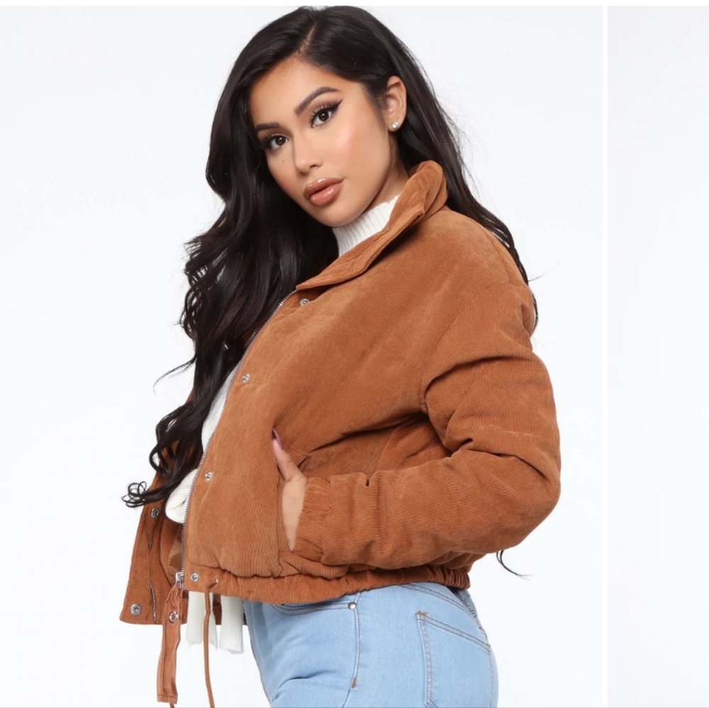 Fashion Nova Cover Your Tracks Puffer Women's Jacket Color Camel - Picture 1 of 9